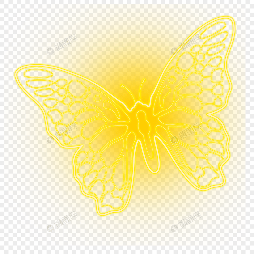黄色光晕霓虹蝴蝶图片