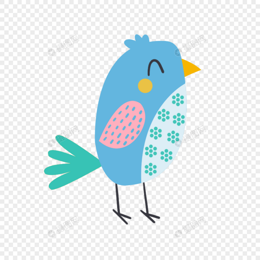 蓝色抽象图案可爱鸟类动物图片