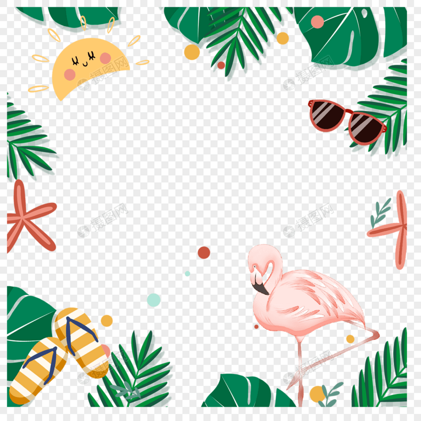 夏季热带树叶故事边框图片