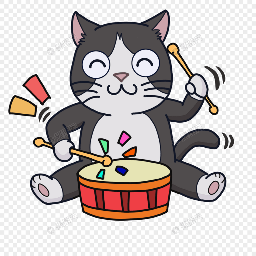 敲鼓音乐可爱猫咪图片
