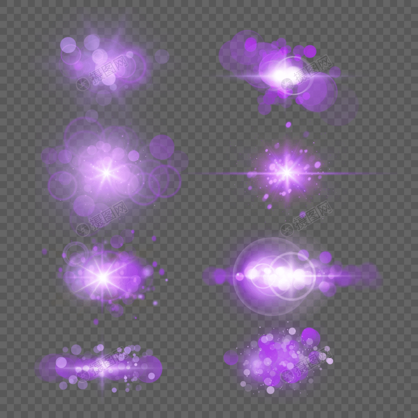 紫色散景灯光效组合图片