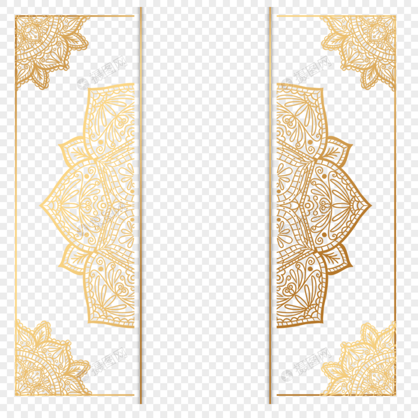 金色正方形曼陀罗装饰边框图片