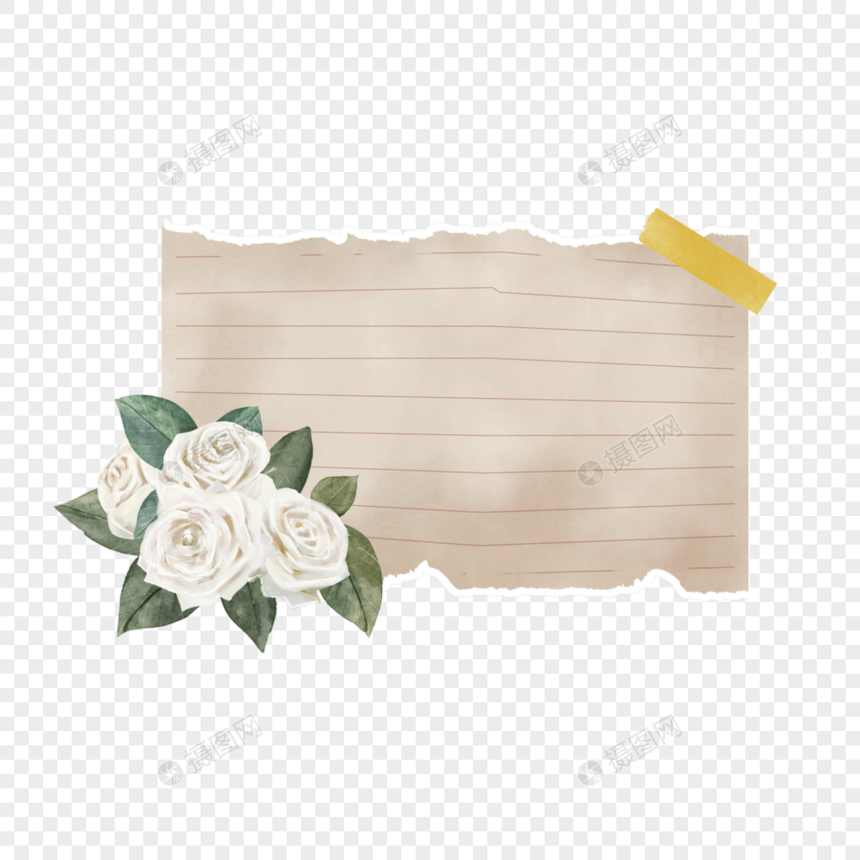 剪贴簿复古花卉棕色撕碎的纸图片