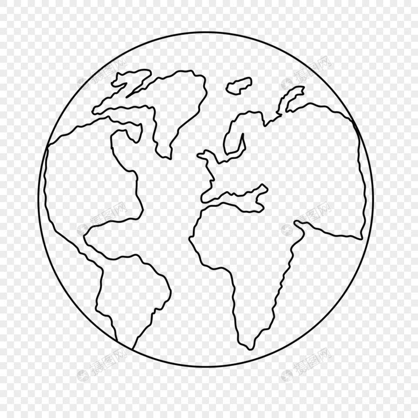 可爱圆形抽象线条画地球图片