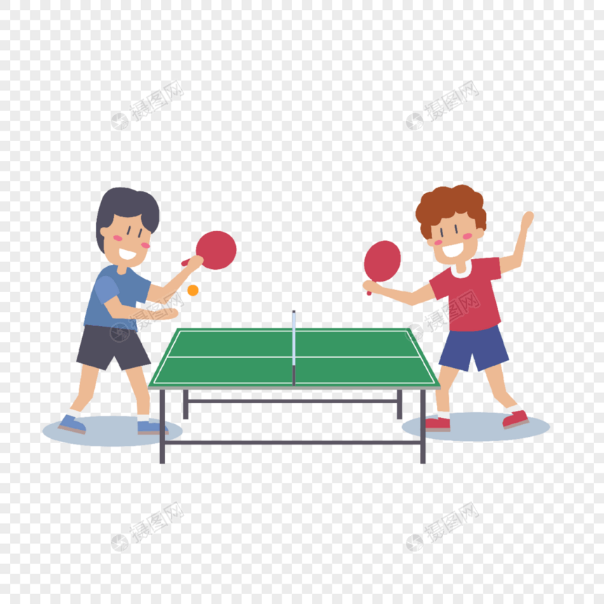 乒乓球运动插画参加乒乓球比赛的青少年图片