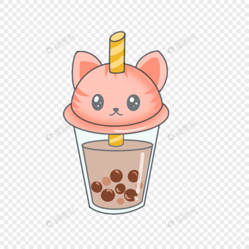 猫咪形状奶茶杯造型图片