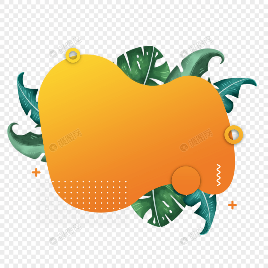 夏季热带树叶抽象流体边框圆形装饰图片