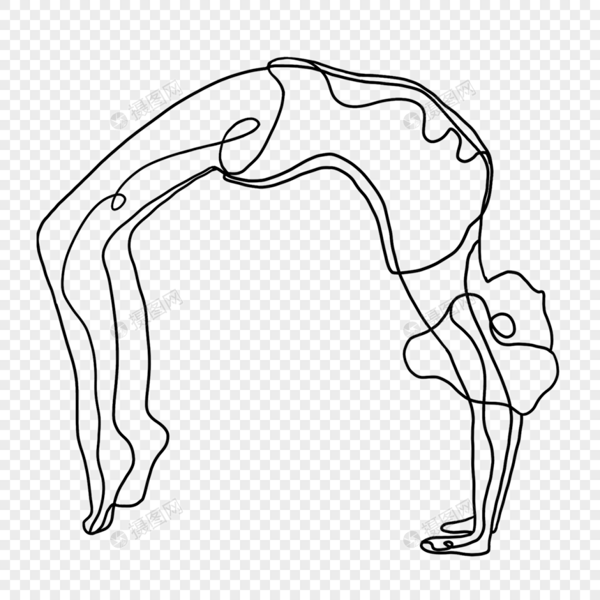 弯腰的抽象线条画瑜伽姿势图片
