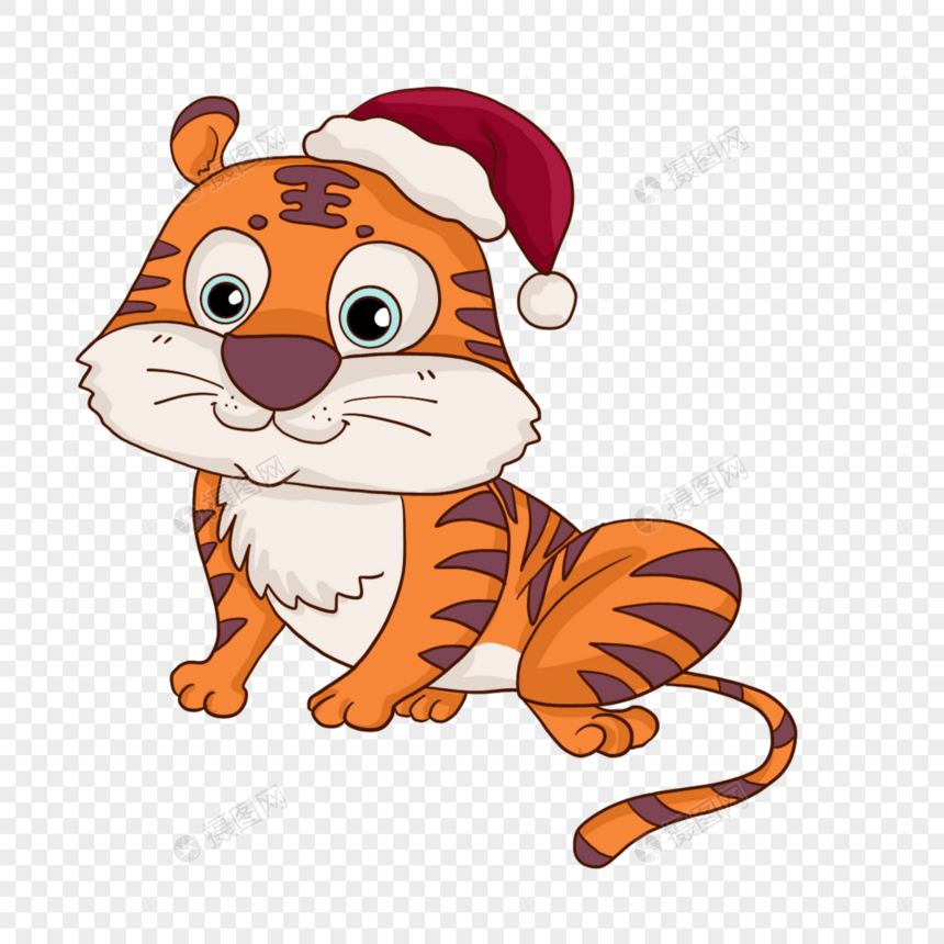 新年圣诞节卡通橘色老虎图片