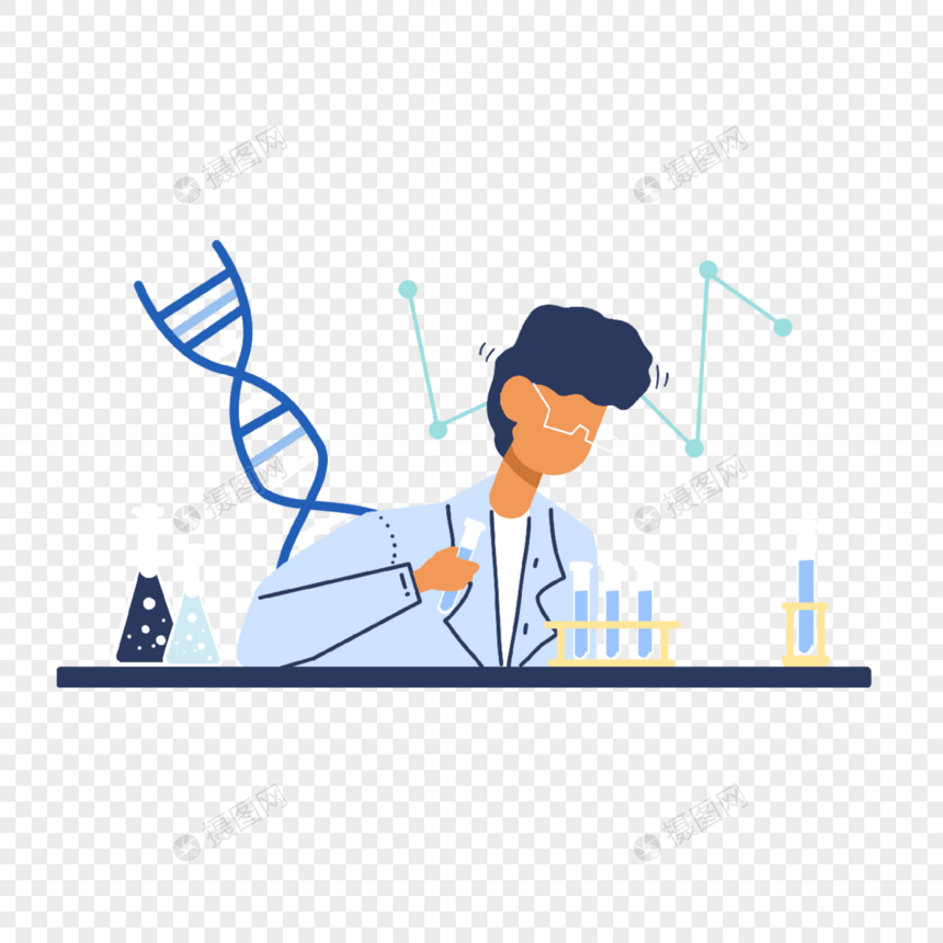 科学家研究实验基因插画图片