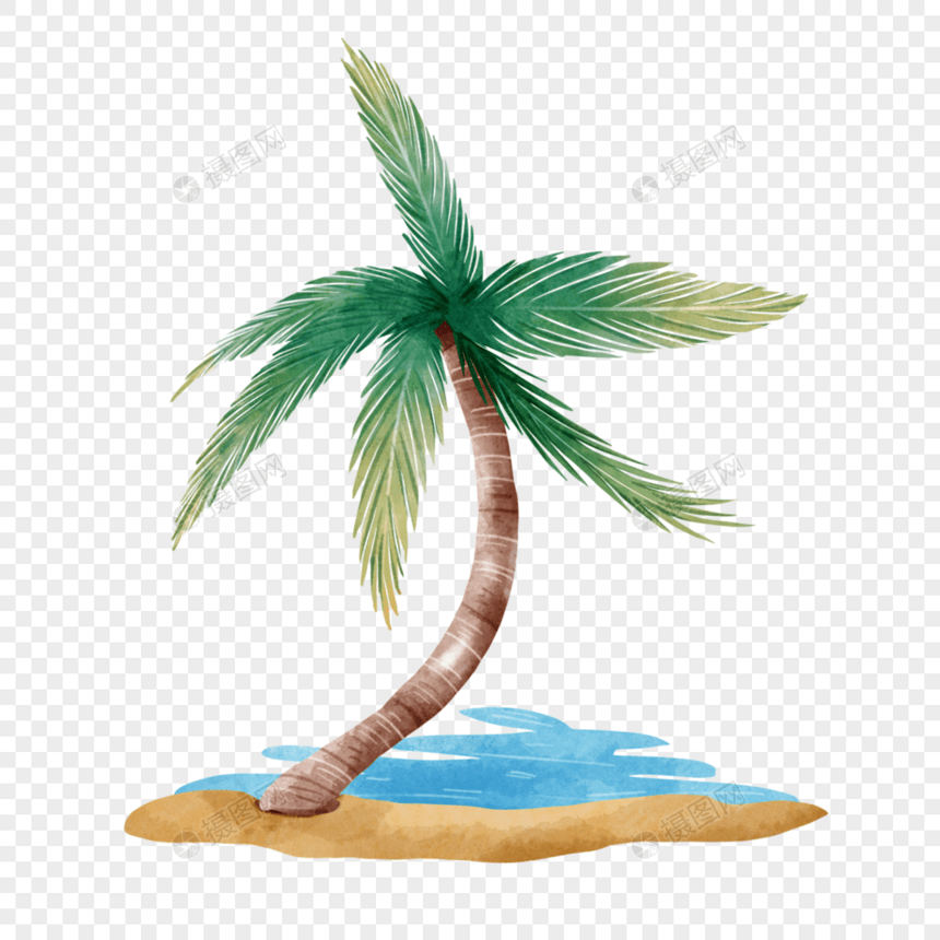 复古水彩棕榈树图片