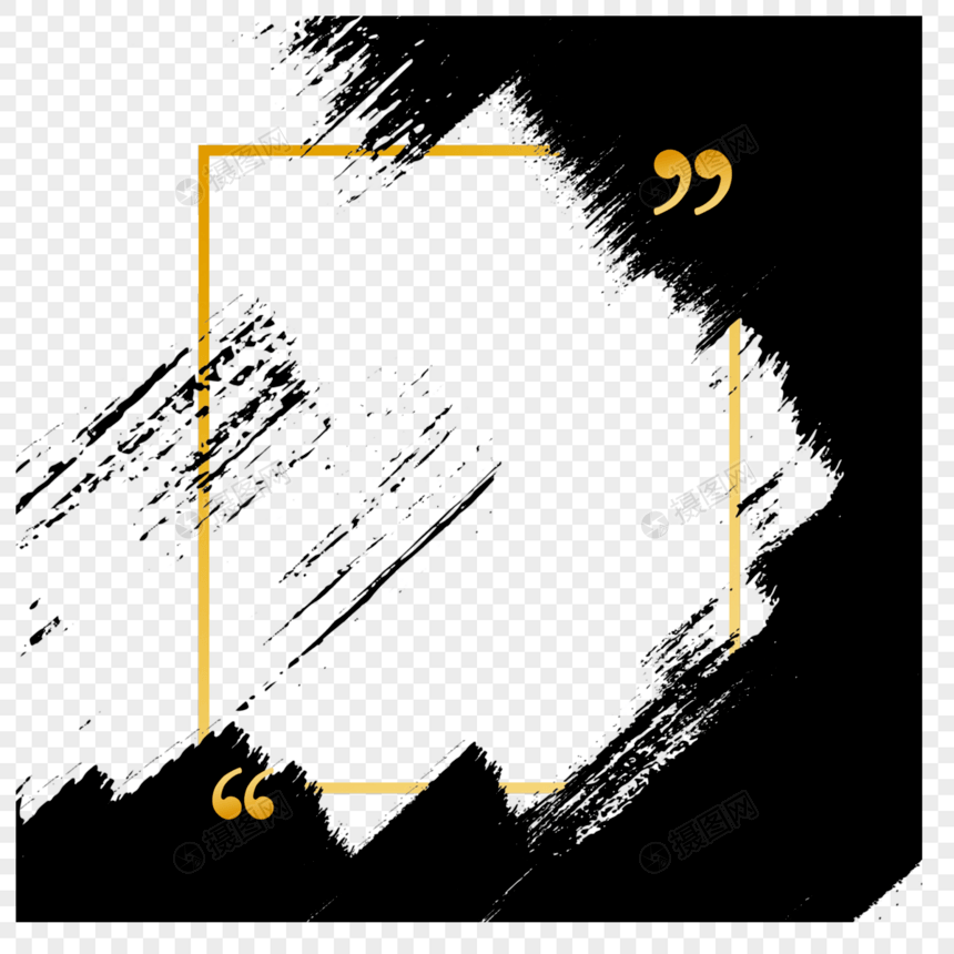 黑色抽象涂鸦金边方框笔刷sns边框图片