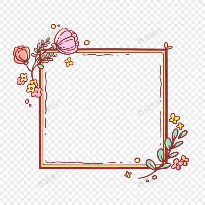 手绘春天花卉边框图片