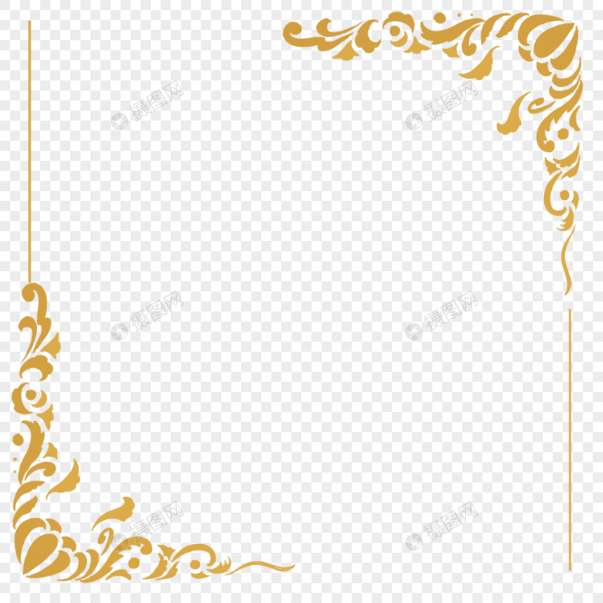 金色簇拥花卉边框图案图片