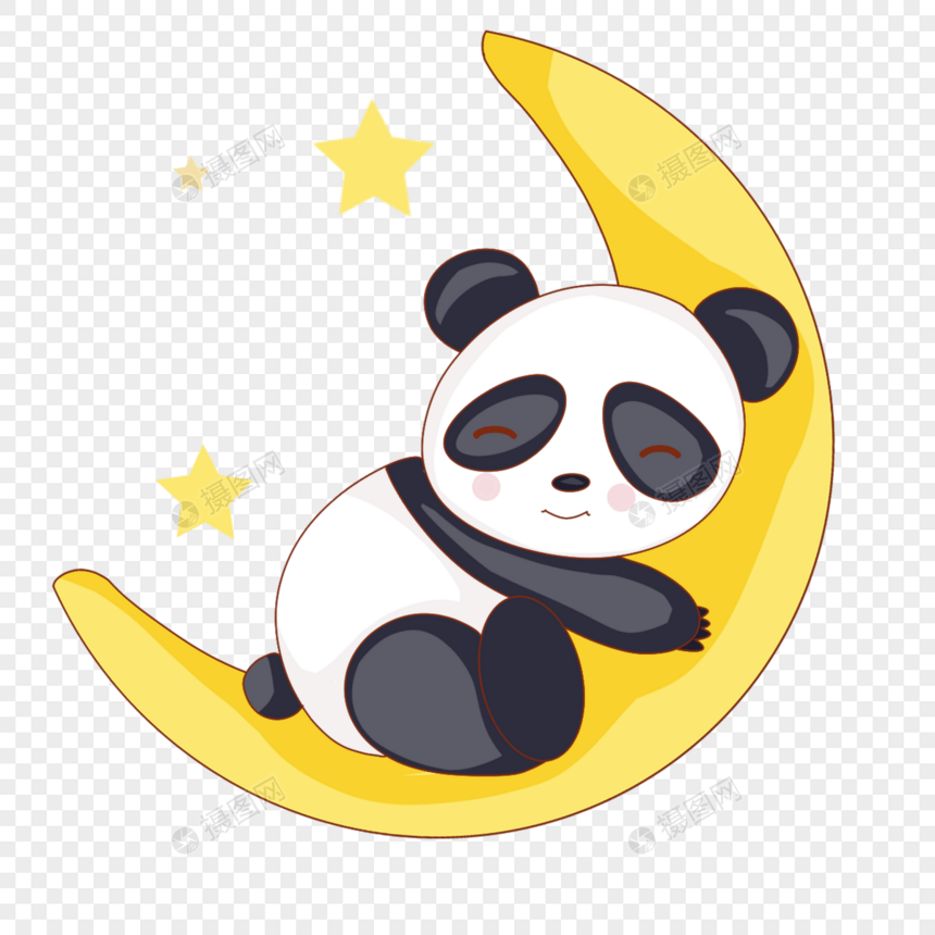 可爱的熊猫在月亮上睡觉图片
