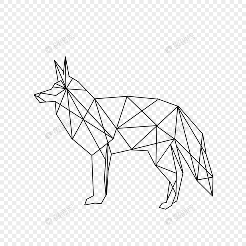 几何线条艺术动物野狼图片