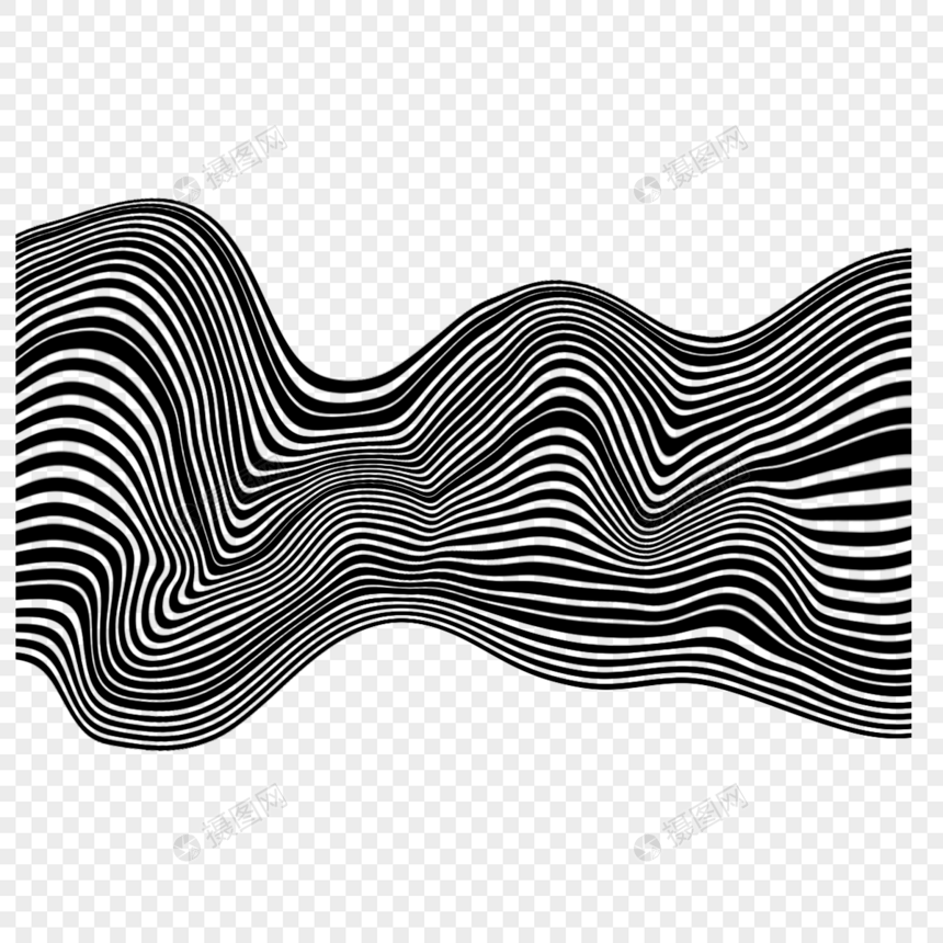 黑白波条纹抽象运算艺术单色图片