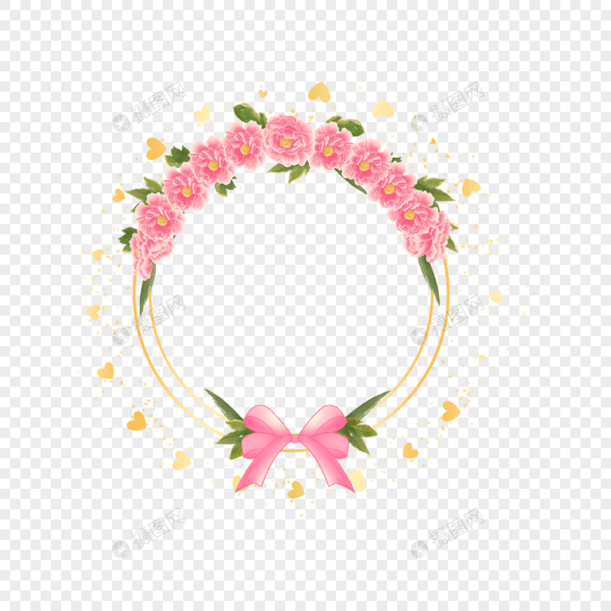 牡丹蝴蝶结婚礼金线边框图片