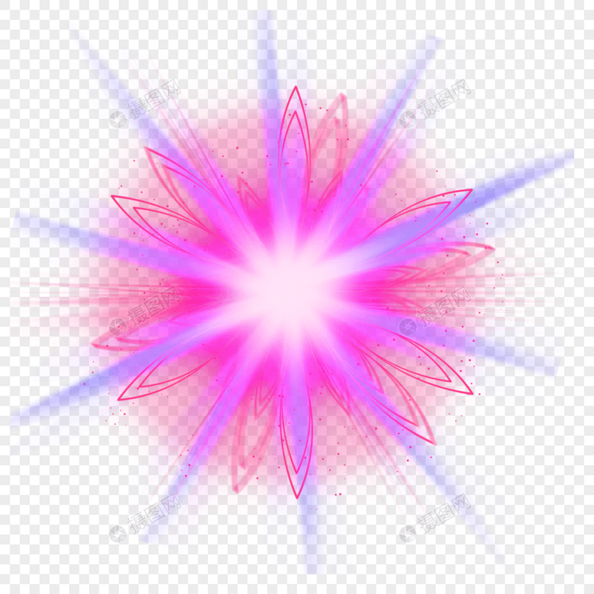 粉色光晕紫色放射光效花卉样式图片
