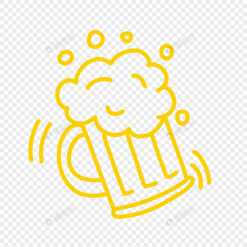 圣帕特里克节线条涂鸦黄色啤酒杯图片