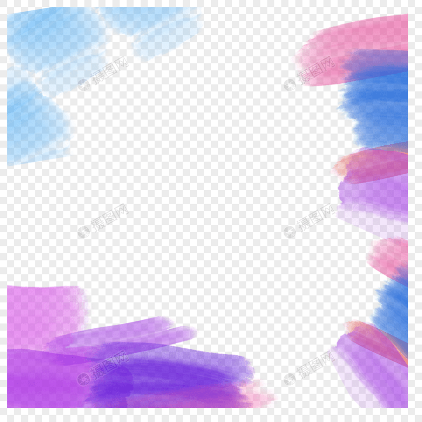 l蓝紫色墨迹水彩笔刷边框图片
