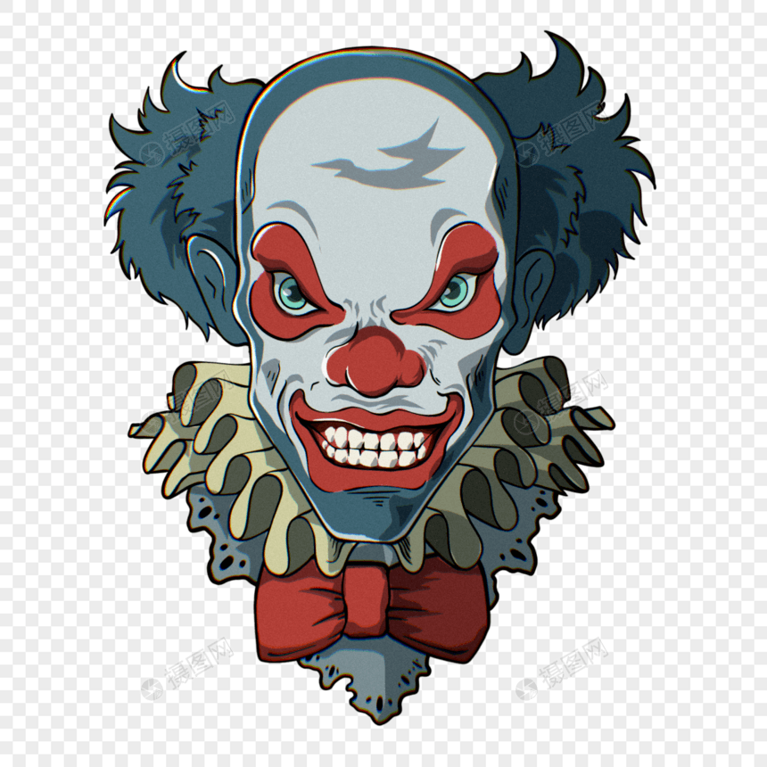 小丑可怕的脸卡通风格图片