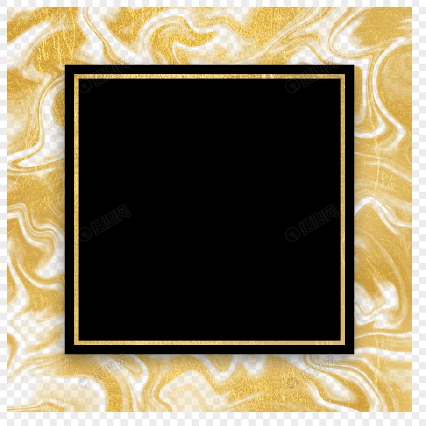 正方形几何金色渐变流体抽象边框图片