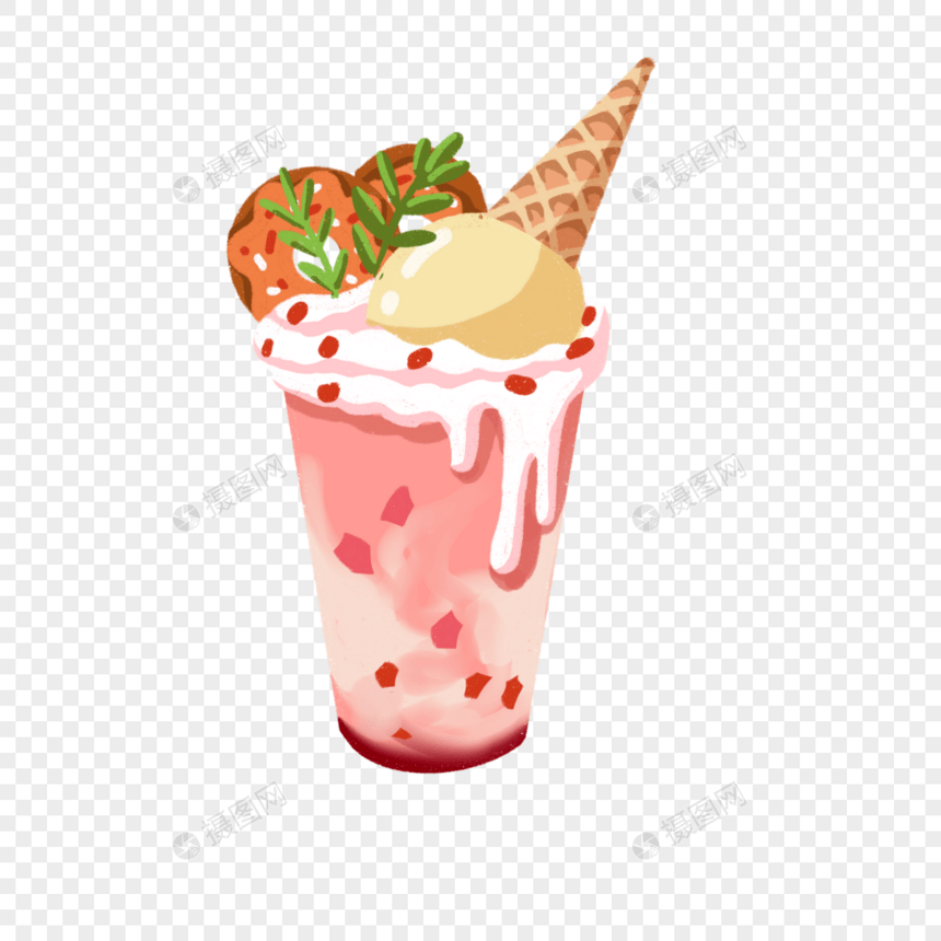 草莓甜甜圈冰淇淋奶昔怪物摇图片