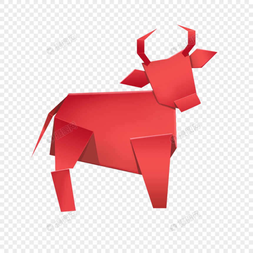 卡通折纸动物红牛图片