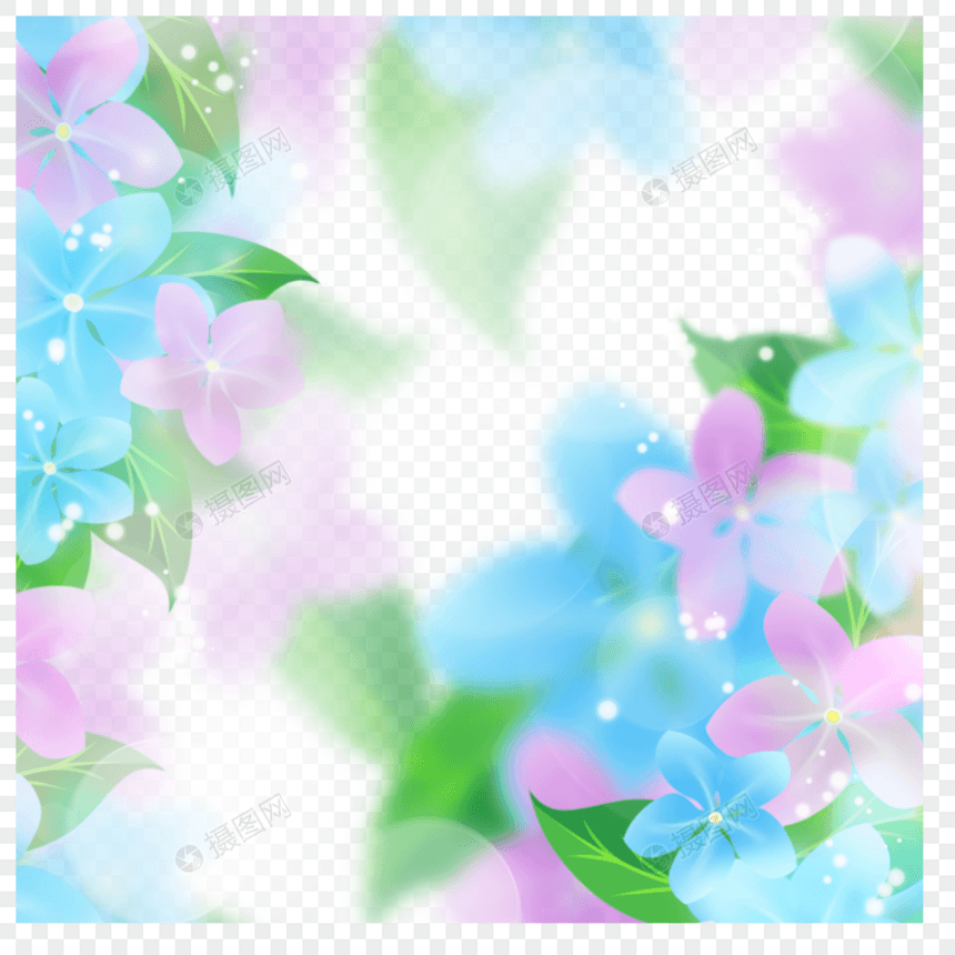 春天漂亮紫色光效花卉边框图片