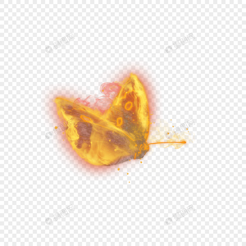 黄色飞翔燃烧火焰蝴蝶图片