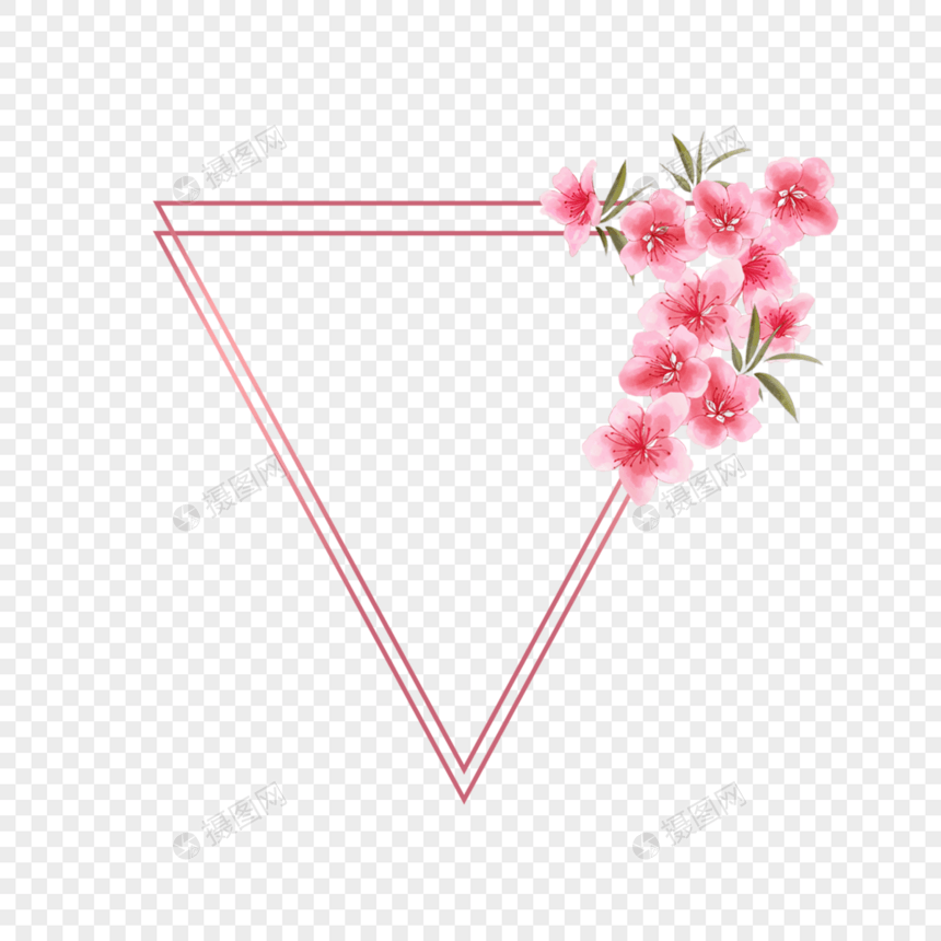 桃花花卉边框粉色到三角图片