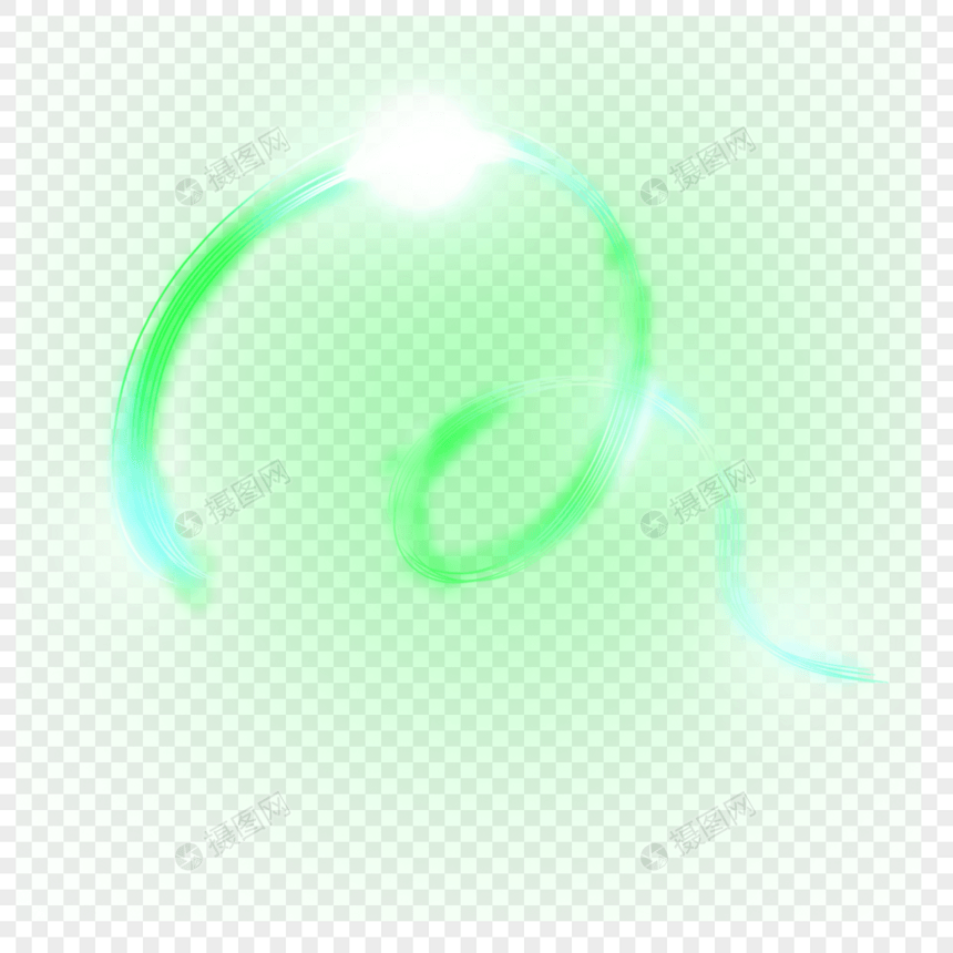 抽象绿色光效波浪笔刷图片