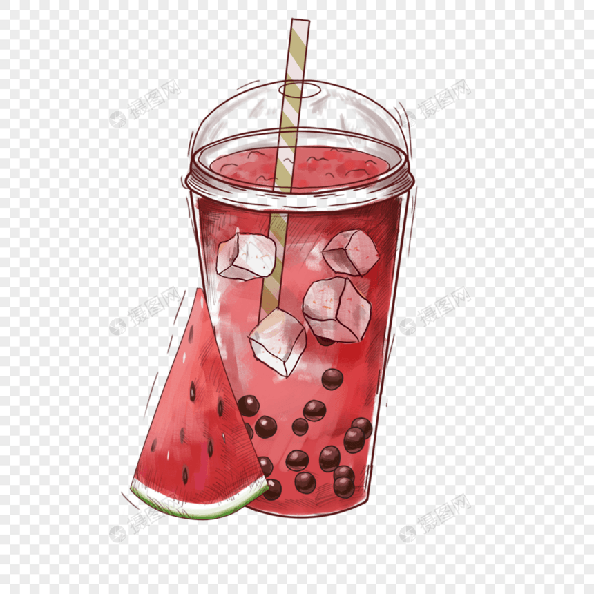 红色的水果波波茶图片