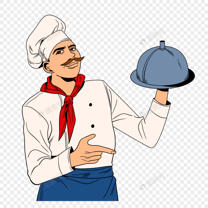 拿着食物的厨师波普艺术图片