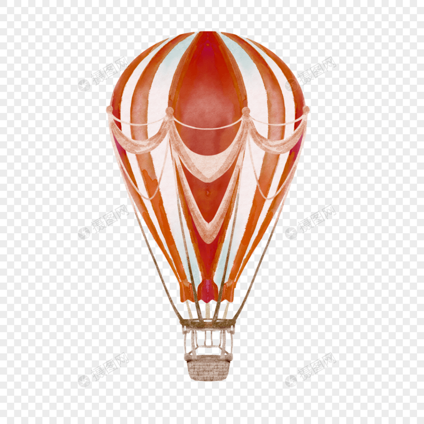 丝带水彩红色热气球图片