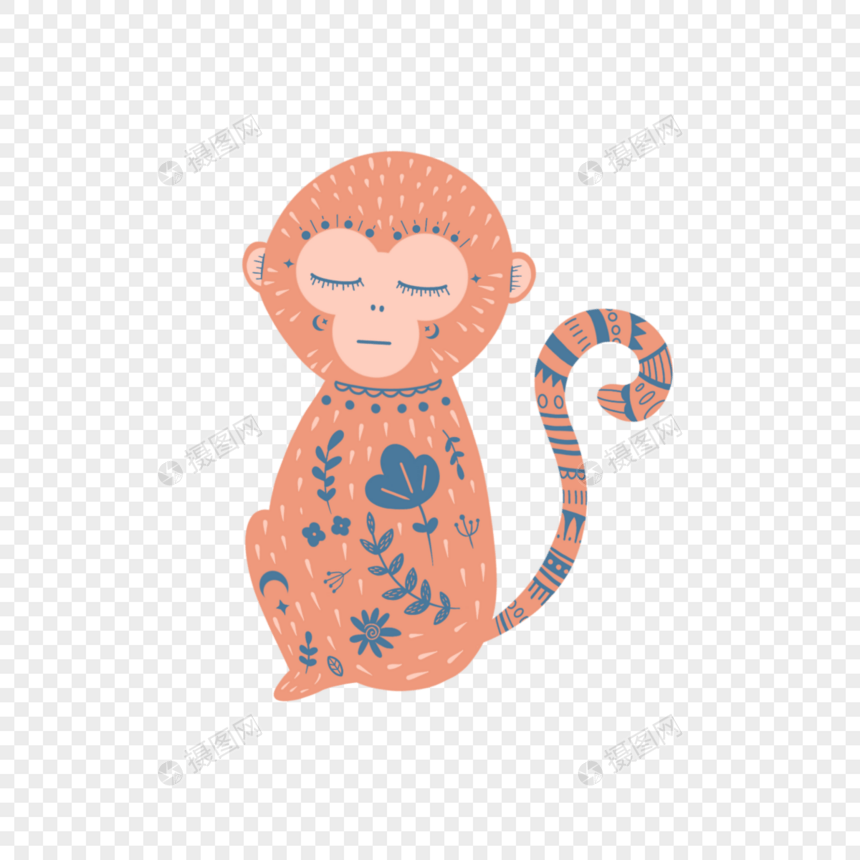 波西米亚风格动物猴子图片