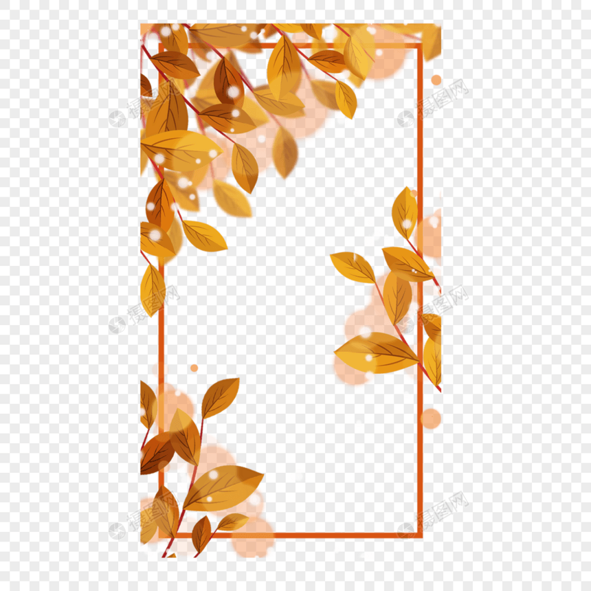 秋季光效树叶故事边框分享社交图片