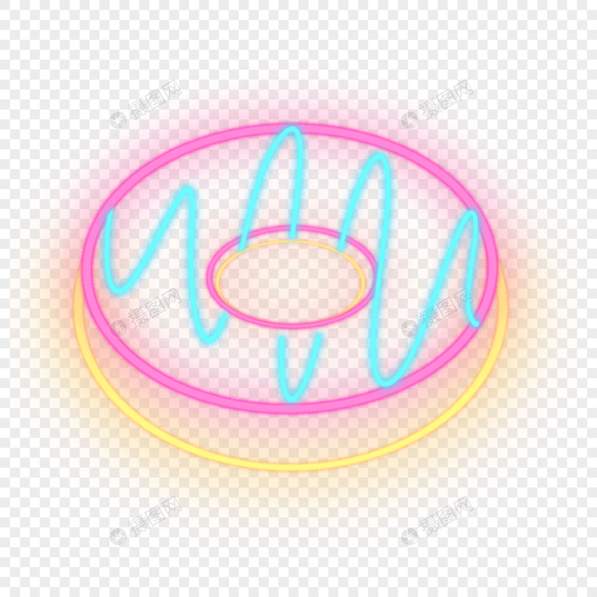 霓虹灯效美食甜甜圈图片