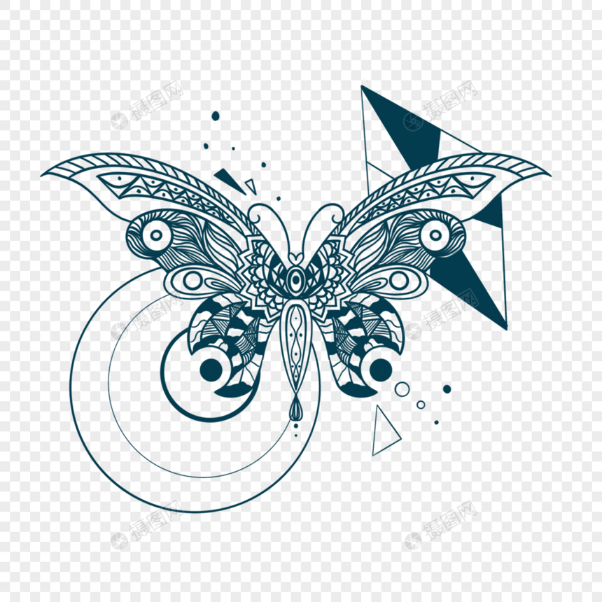 蝴蝶几何纹身图案图片