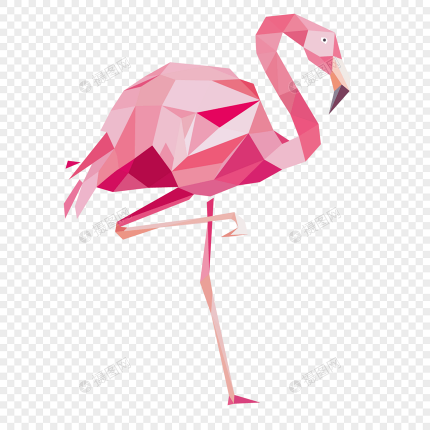 低聚抽象粉红色火烈鸟图片