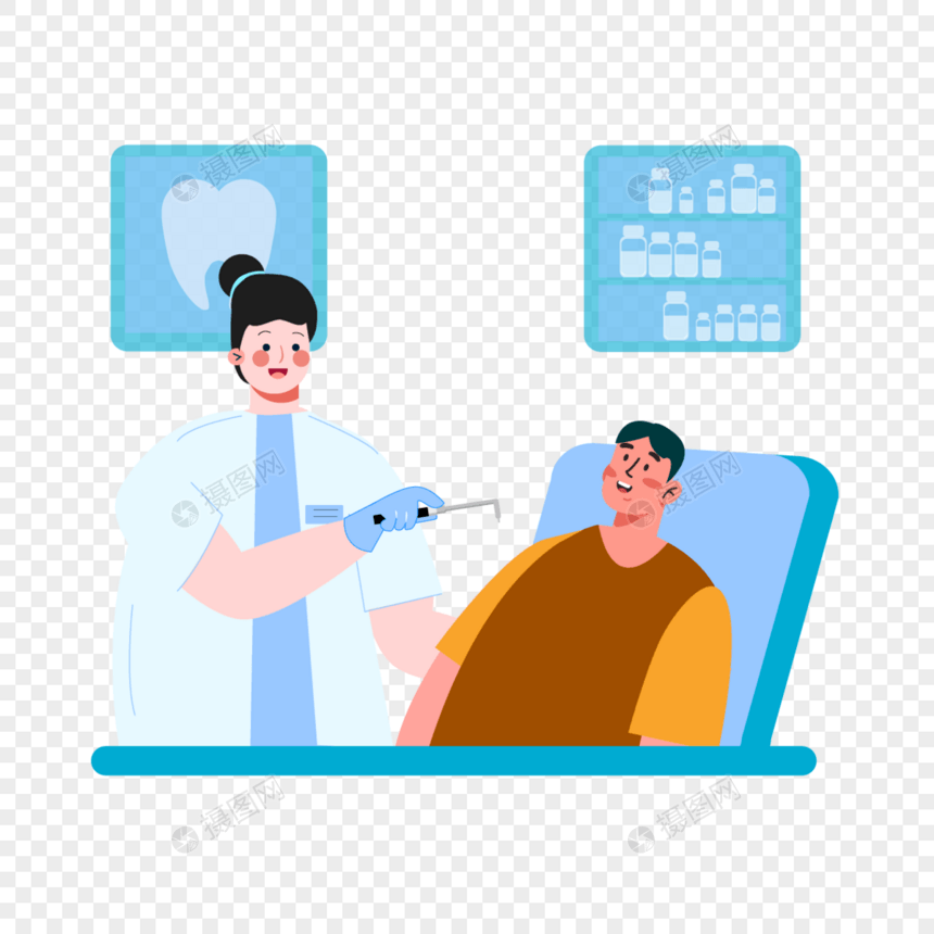 定期检查牙齿保健插画图片