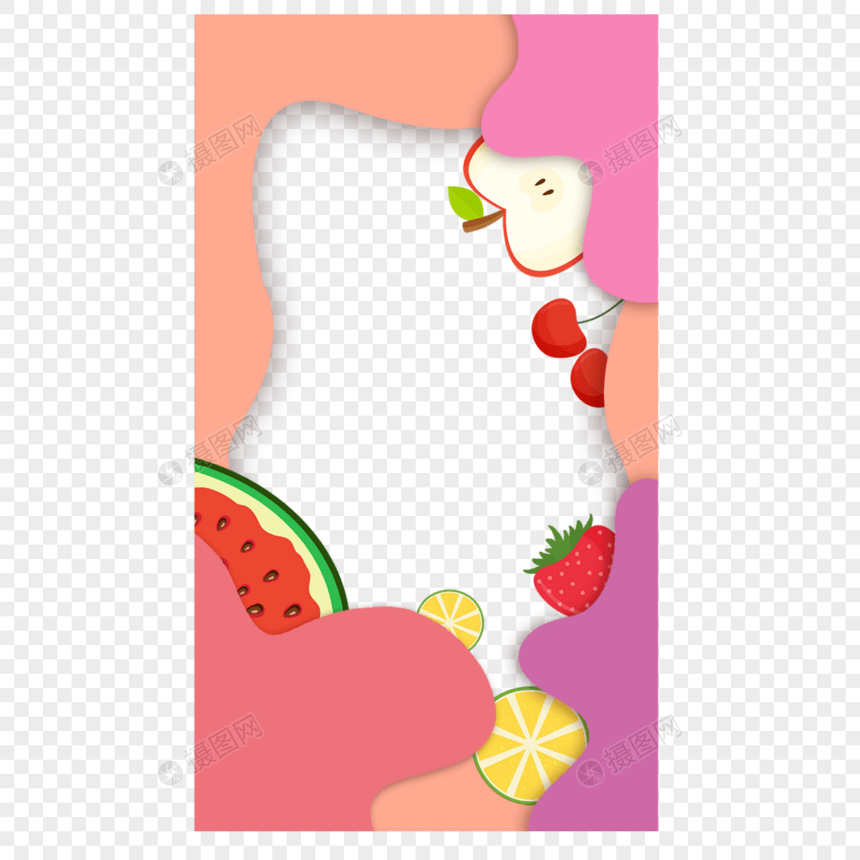 夏季粉色色块水果边框图片