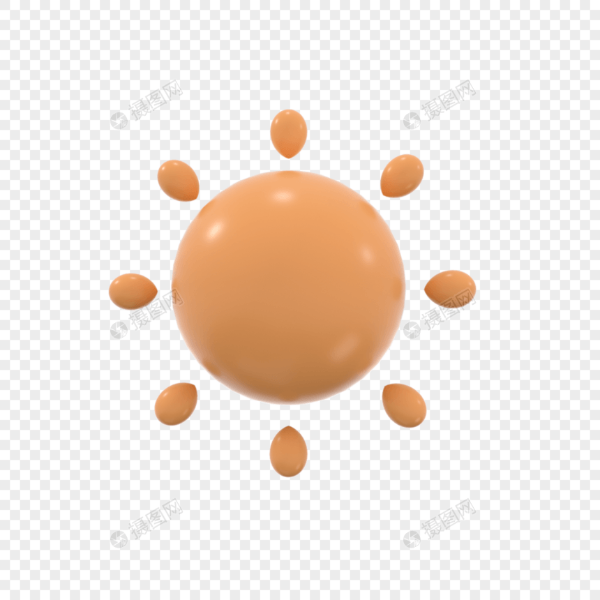 可爱风格3d渲染晴天标记太阳气象图片