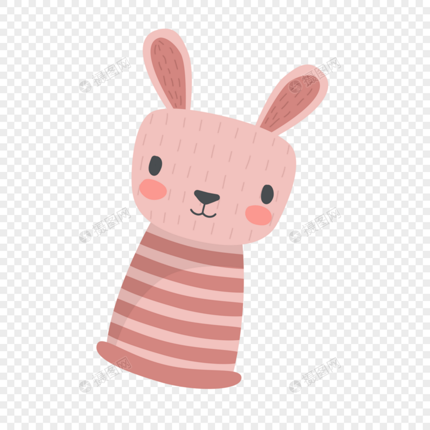 粉色兔子头像手指木偶戏动物图片