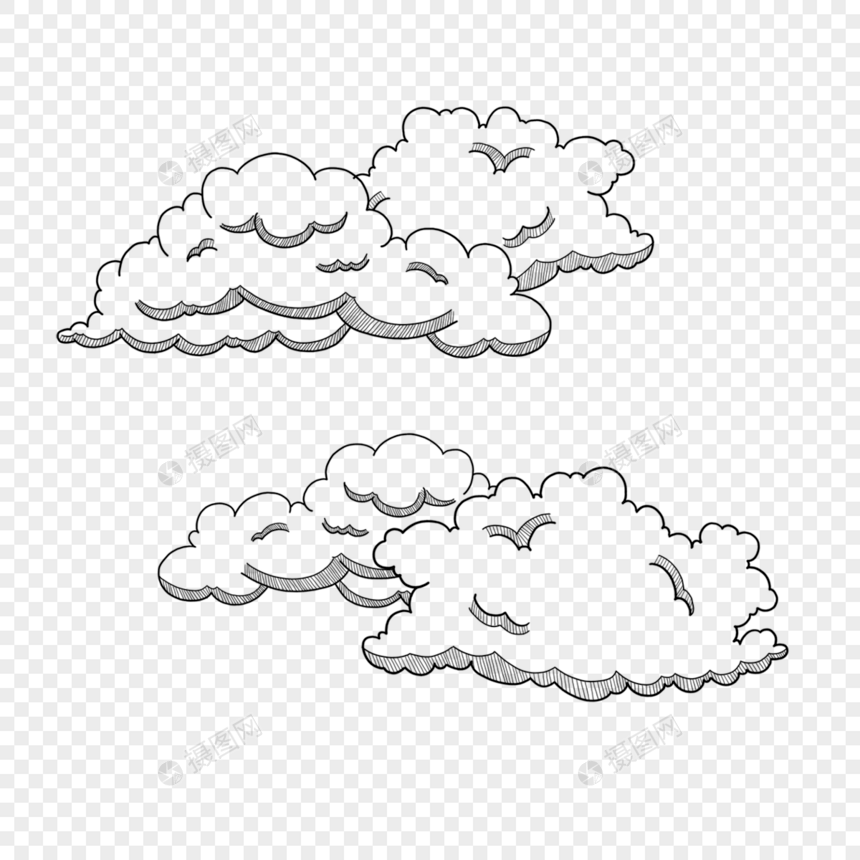 黑白素描多云天气雕刻风格图片
