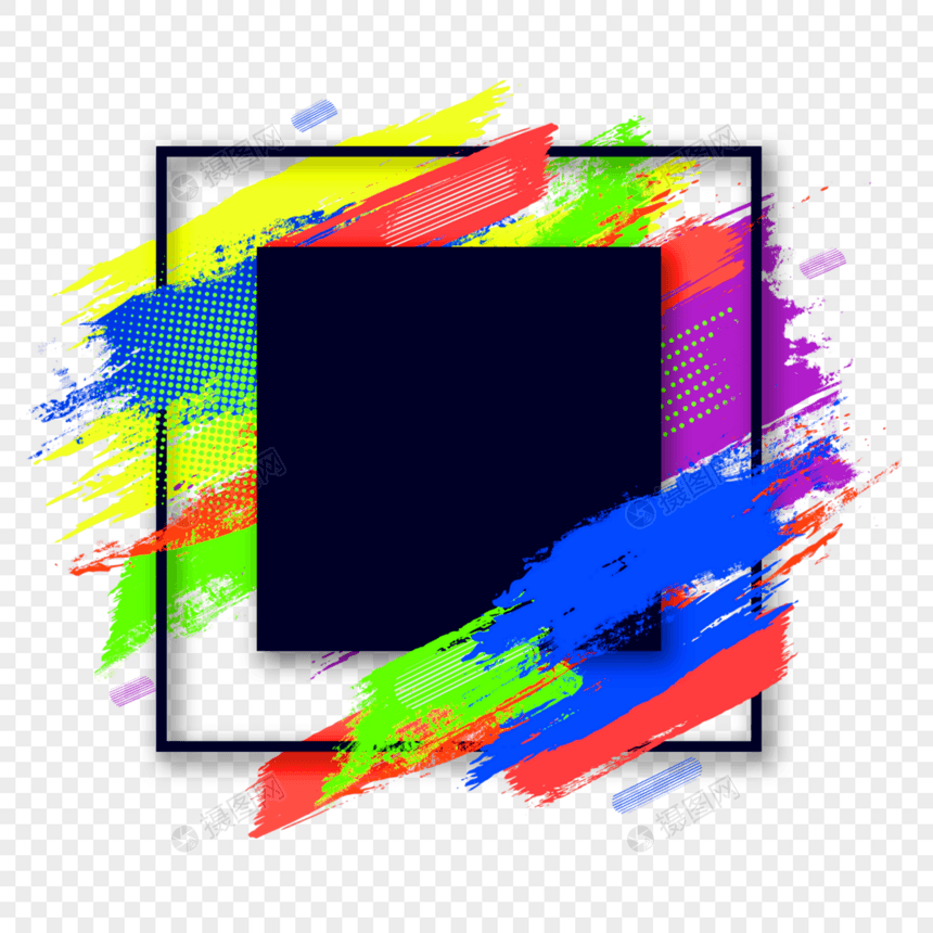 彩色涂鸦抽象笔刷方形边框图片