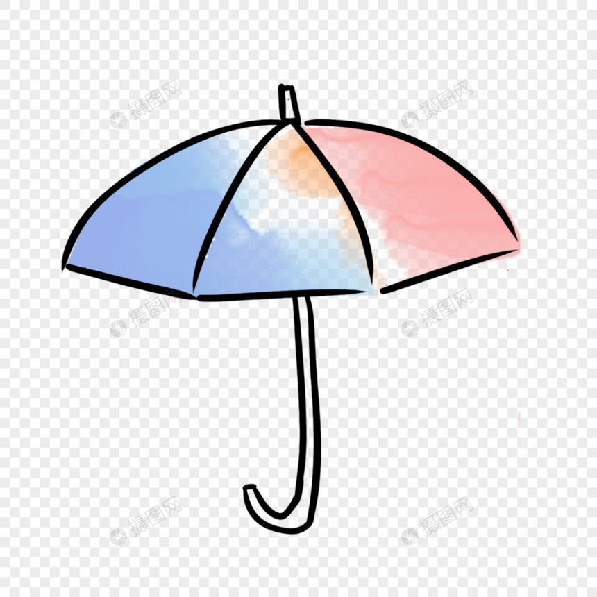 蓝色简约水彩晕染旅行雨伞图片