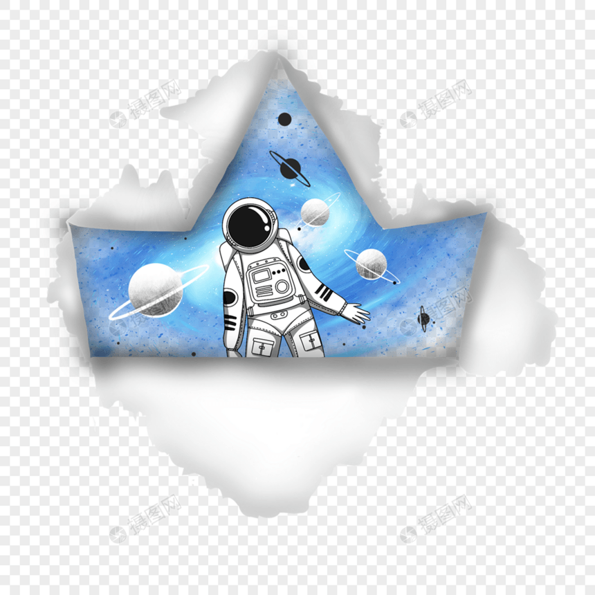 撕纸梦幻星空星球科幻宇宙宇航员图片