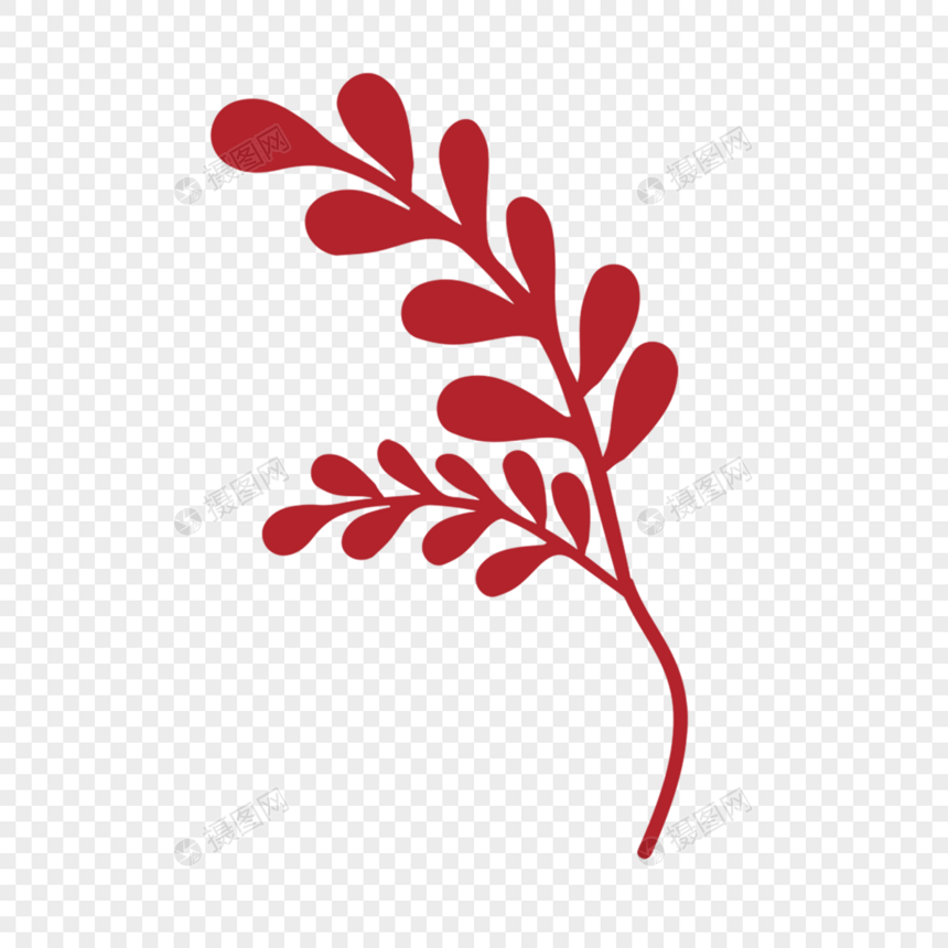 红色枝条叶子图片